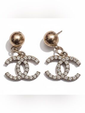 C Gold-Tone Crystal C Drop Earrings